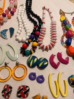 Vintage 1980’s Extra Colorful Old School Jewelry lot.
